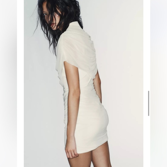 Zara NWT short dress with combination cape white 4772/232 - Picture 7 of 13